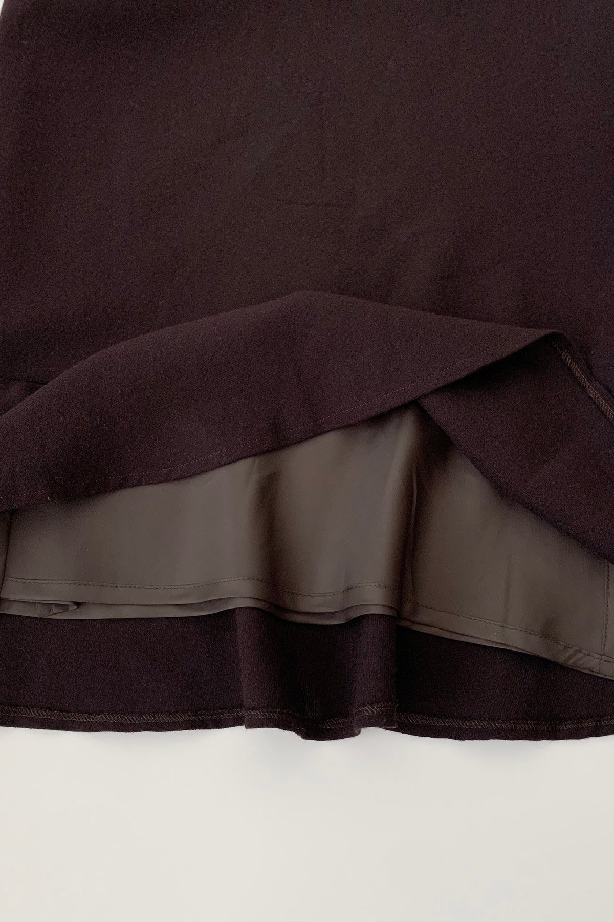 dark purple flare wool skirt