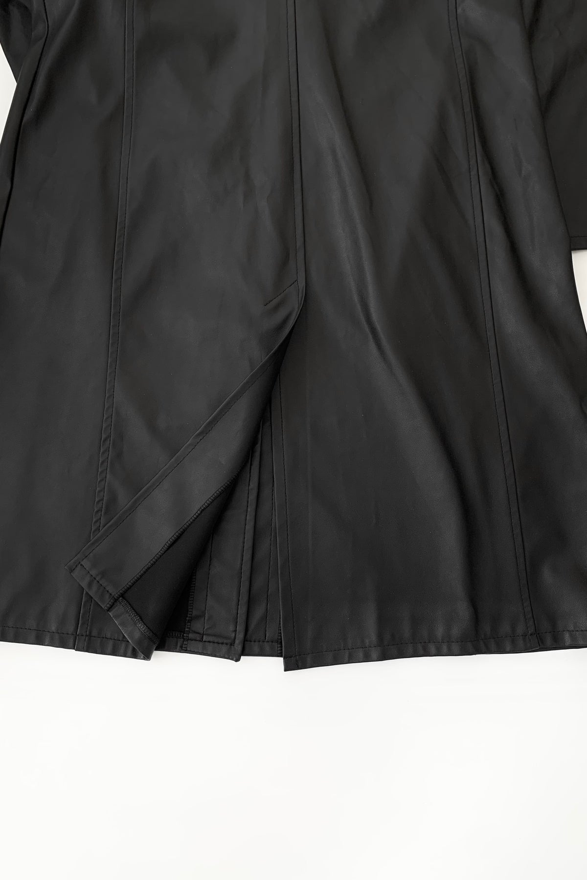 black leather long coat