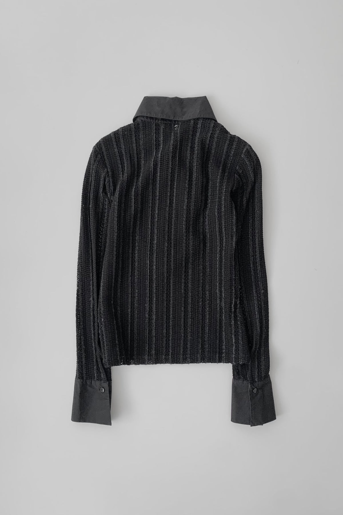 France black see-through frill blouse