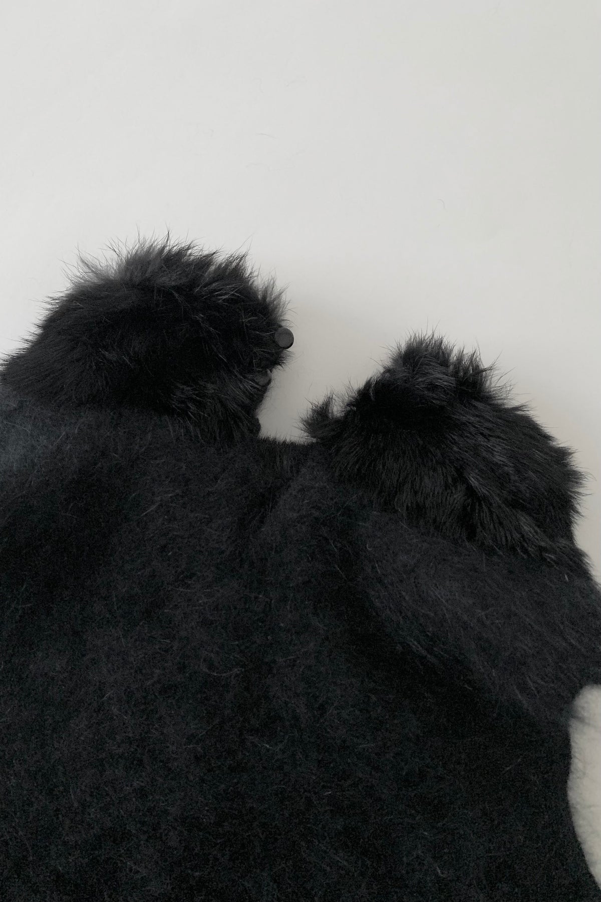black angora fur neck vest