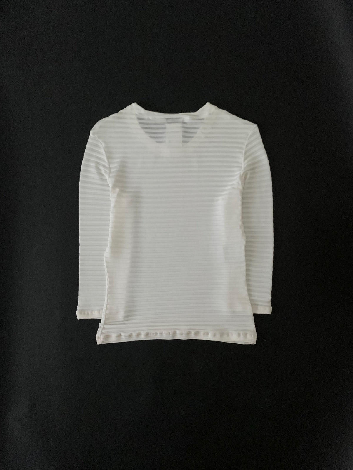 Italy ivory sheer stripe tops