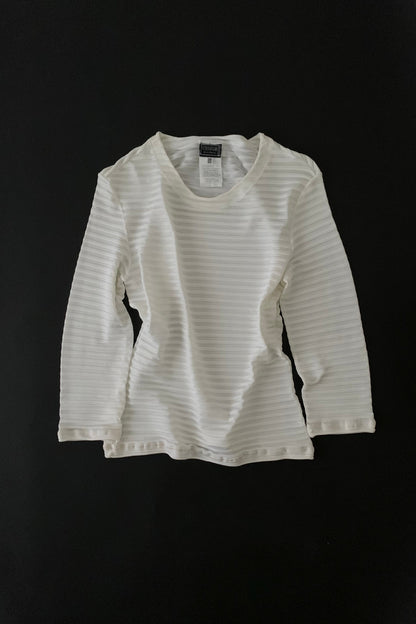 Italy ivory sheer stripe tops
