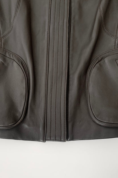 dark brown lamb leather jacket