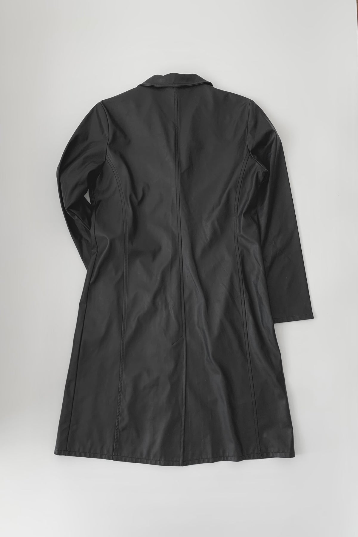 black  leather long coat