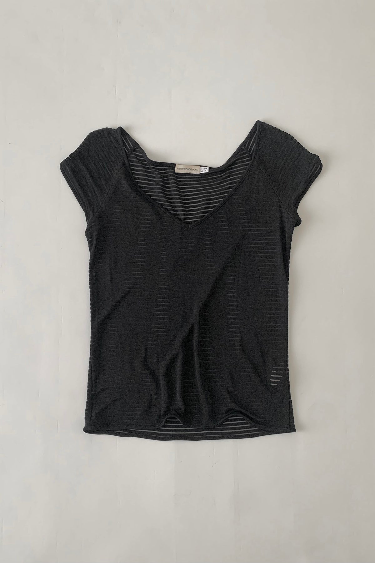 ARMANI black sheer stripe tops