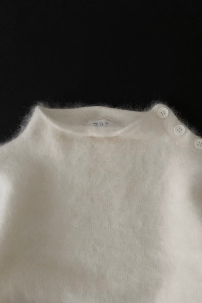 white angora fur knit tops