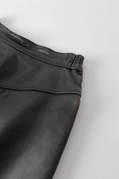 dark brown vintage leather skirt