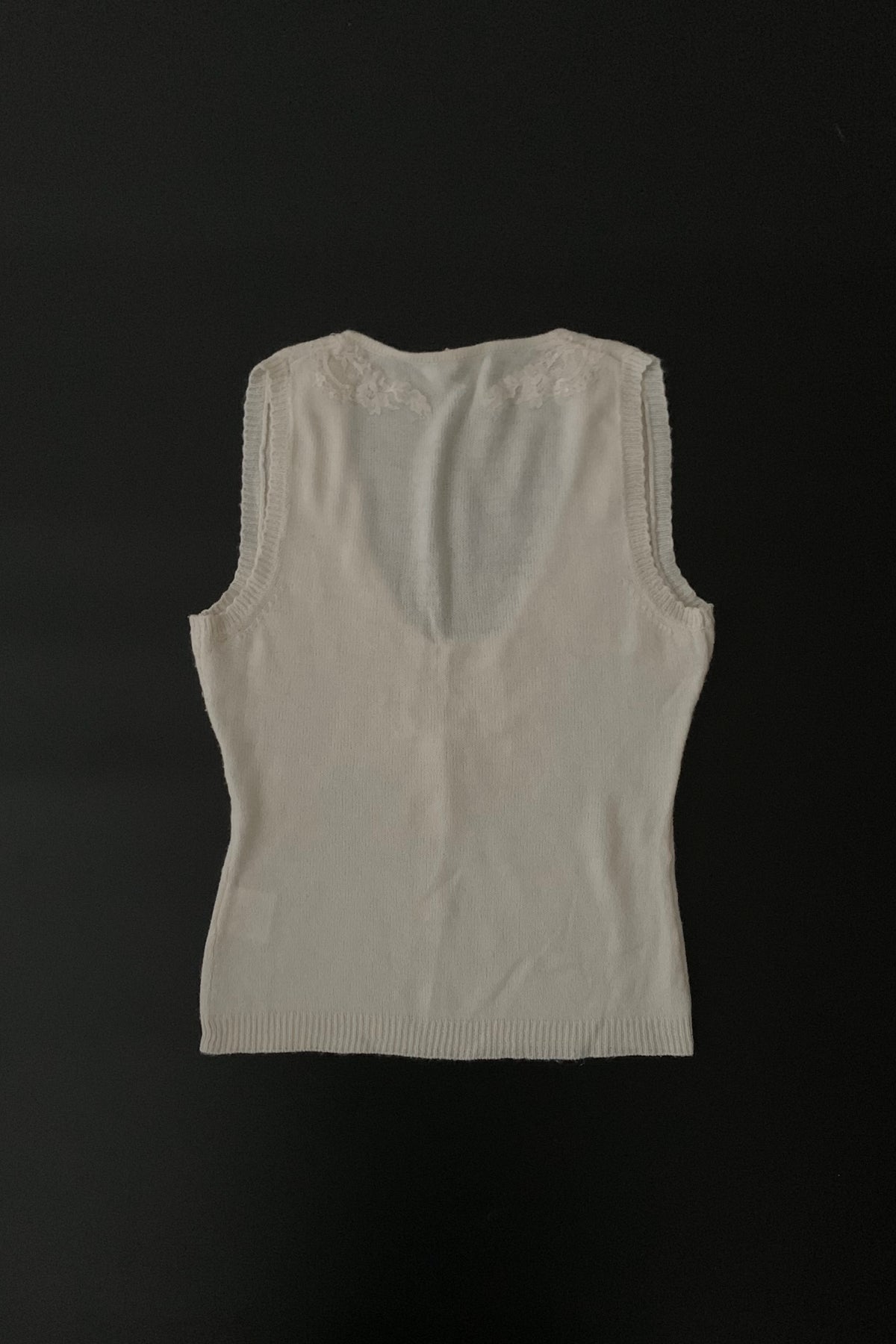 ivory flower sequins knit vest