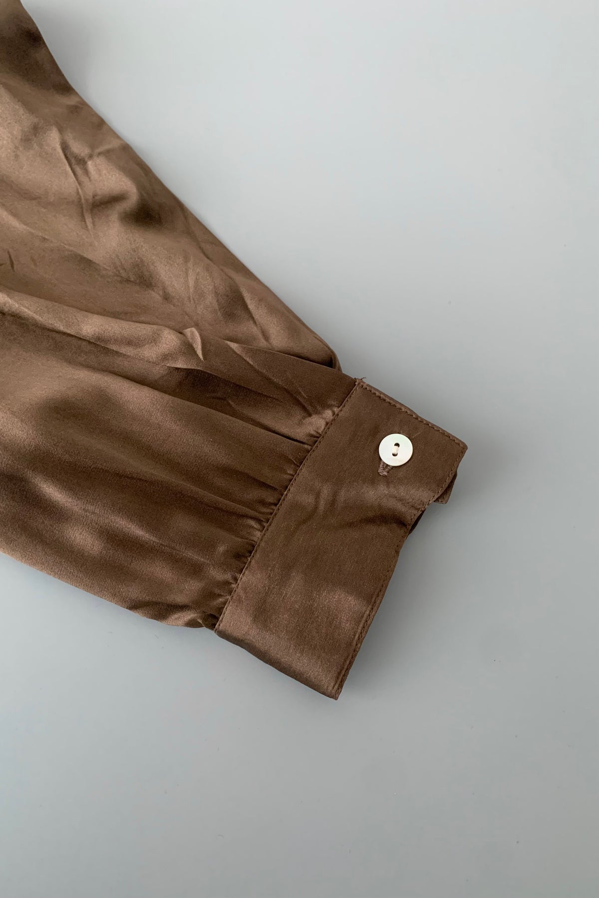 brown silk over sized shirt