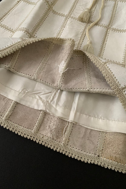 ivory leather knit design skirt