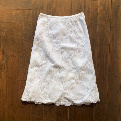 white crochet sequins skirt