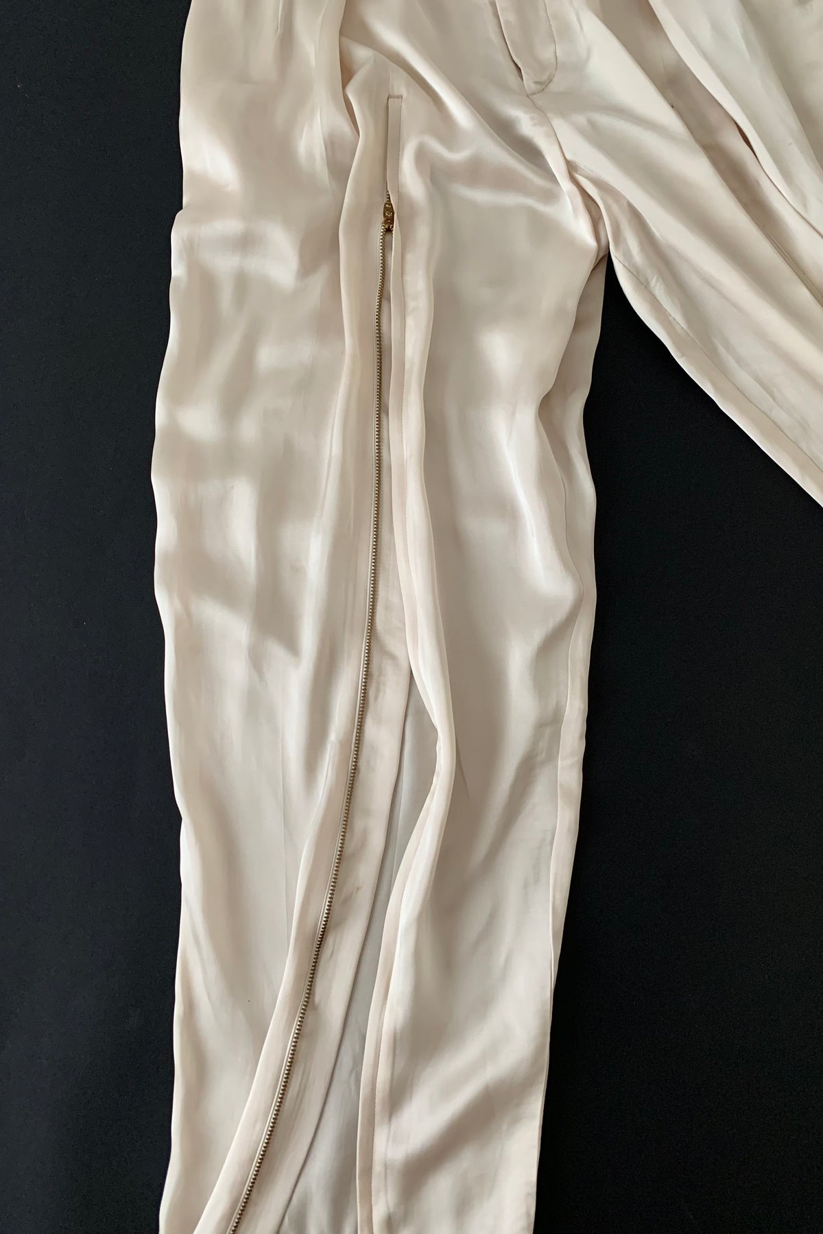 TOGA cream satin zip up pants