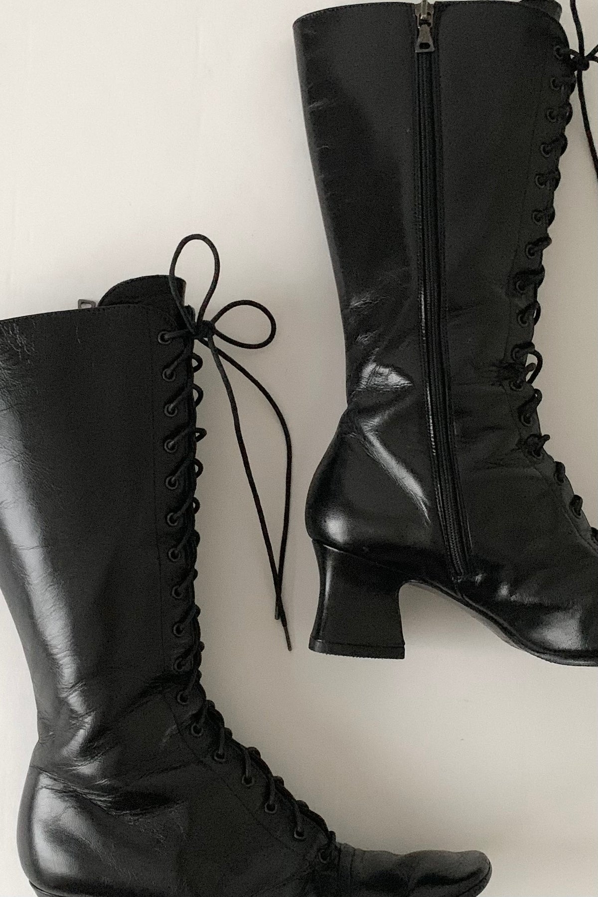 PRADA black lace up boots