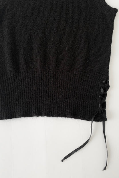 black side ribbon vest