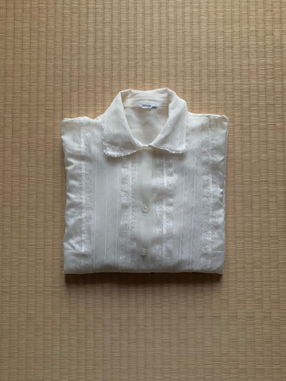 white multi buttons sheer chiffon  blouse