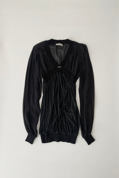 Italy black docking sheer tunic tops