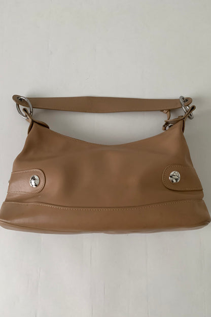 LONGCHAMP camel brown leather silver pointed bag