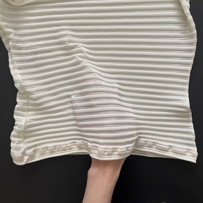 Italy ivory sheer stripe tops