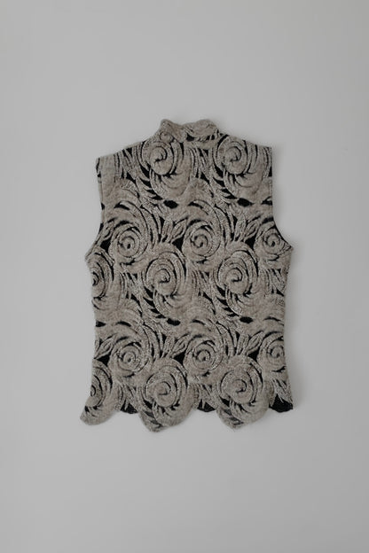 Italy black beige patterned vest