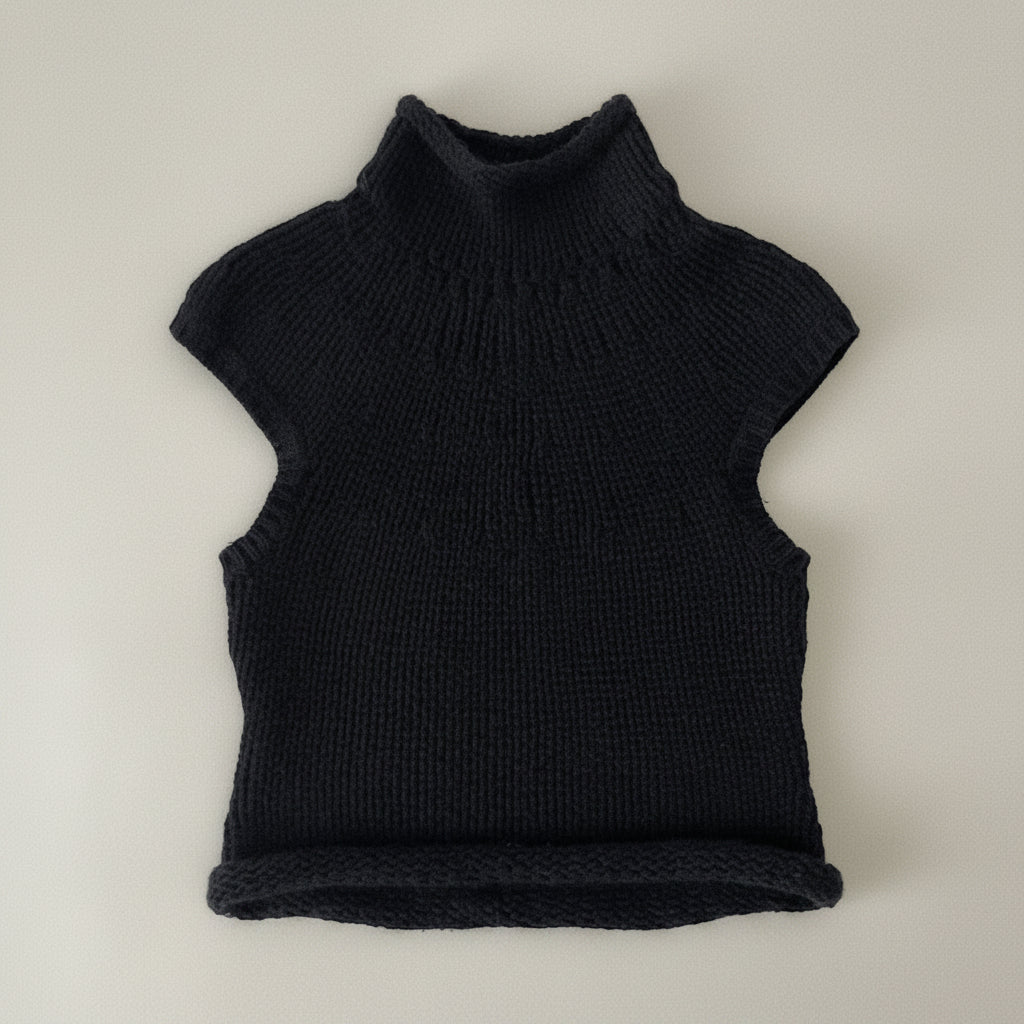 black french sleeve knit tops