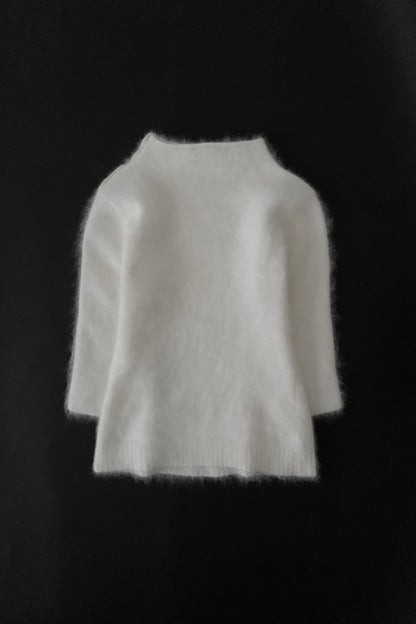 white angora fur knit tops