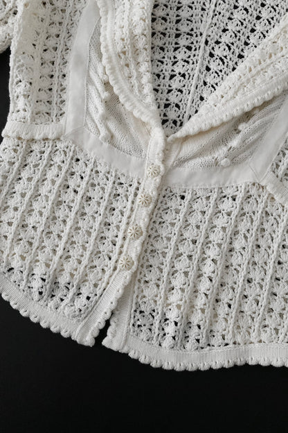 JILL STUART cream crochet cardigan