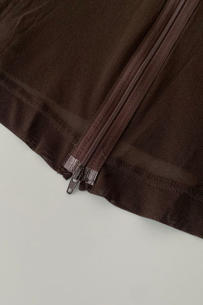 brown sheer & satin light jacket