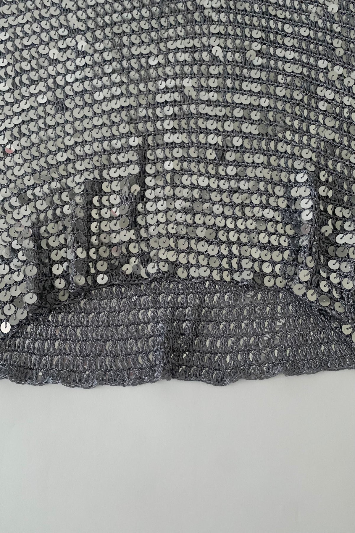 gray sequins v neck tops