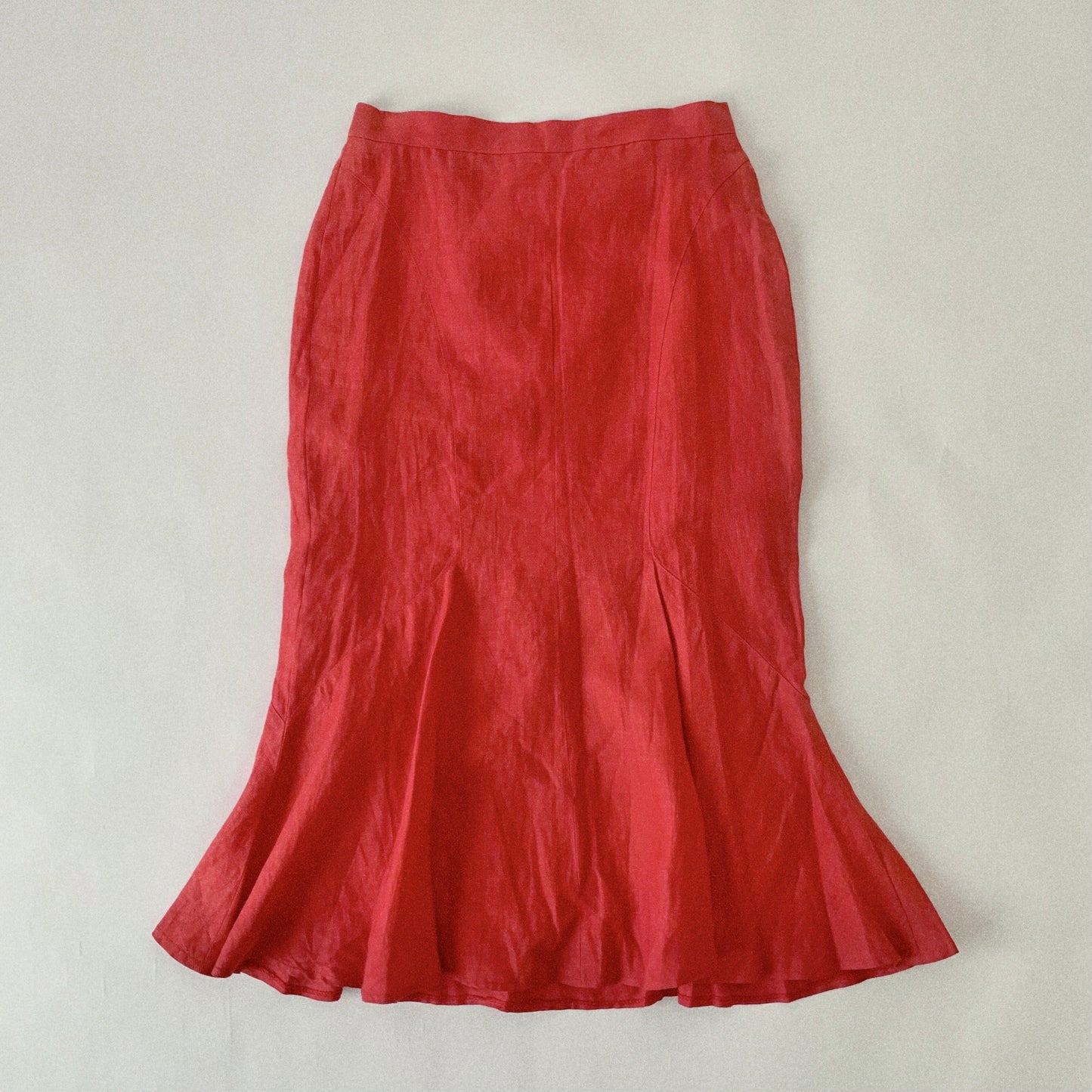 Italy red linen flare skirt