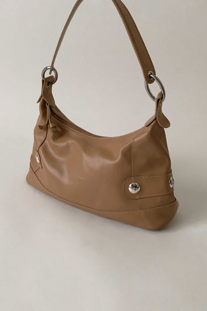 LONGCHAMP camel brown leather silver pointed bag