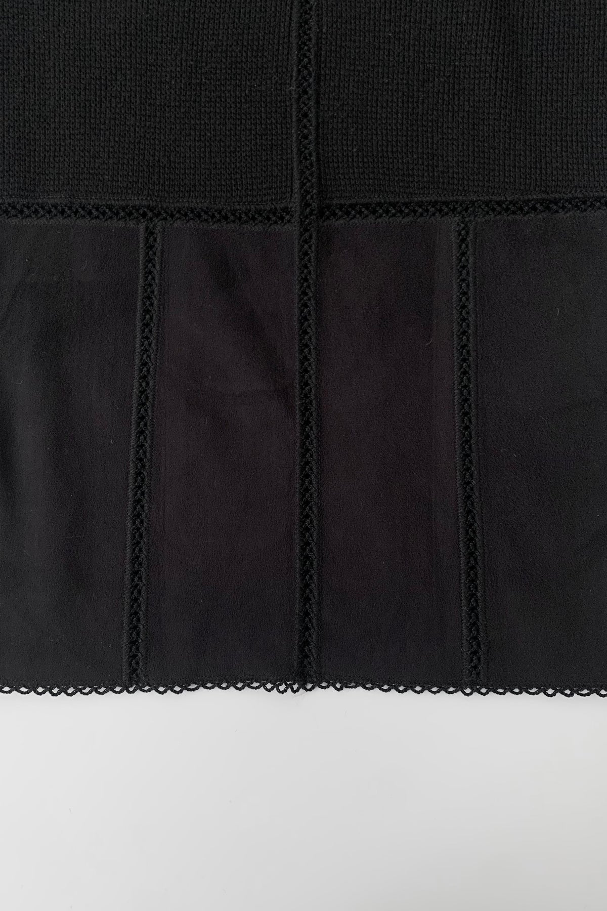 Italy black suède crochet tops