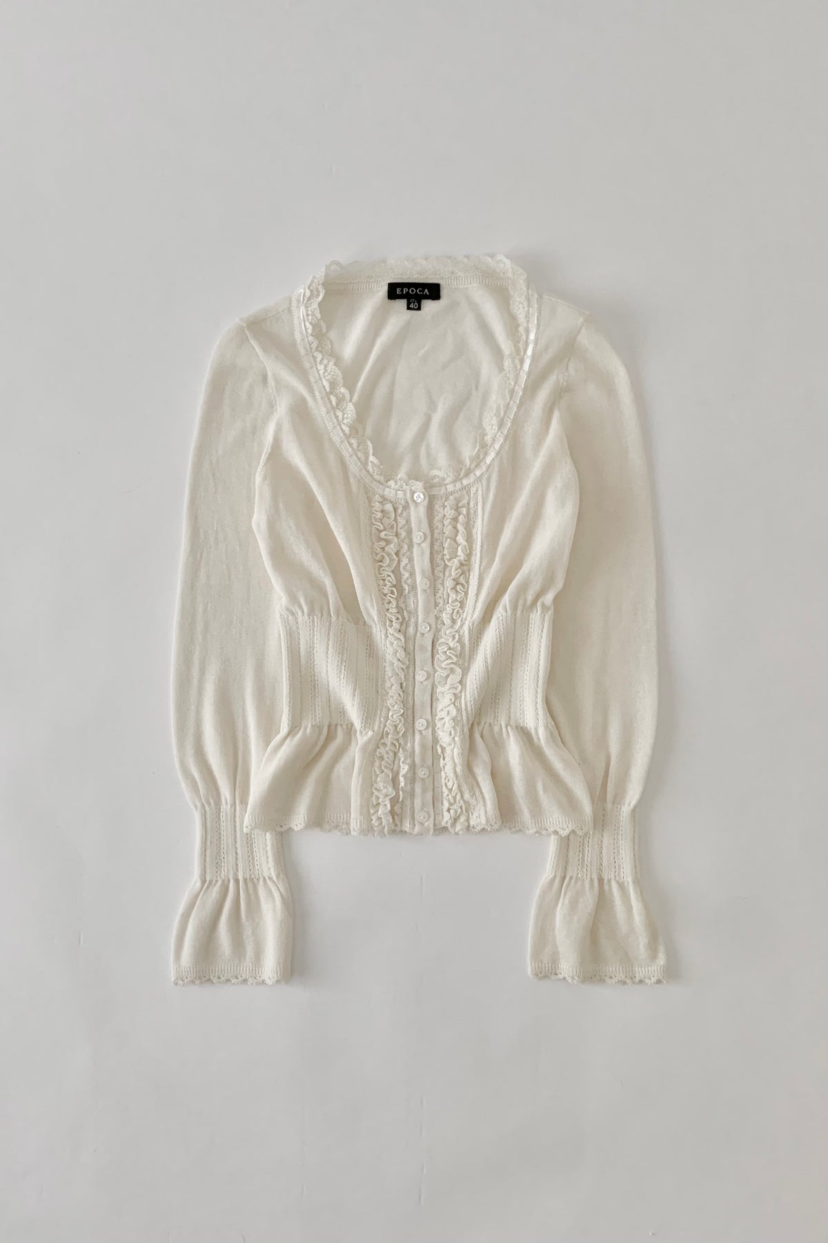 ivory frill knit cardigan