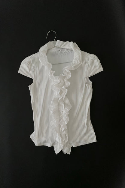 white frill stripe shirt blouse