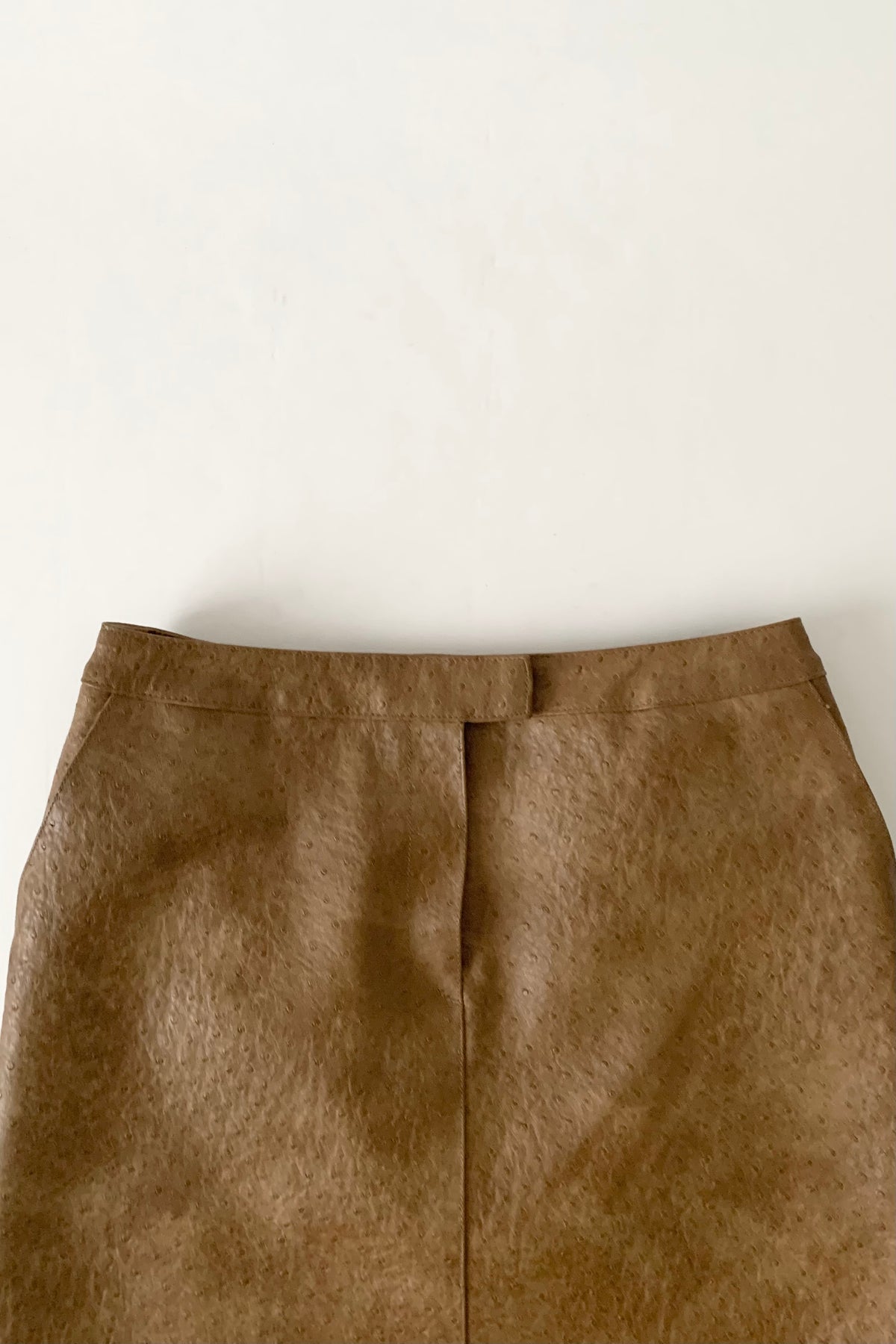 camel brown fake leather skirt