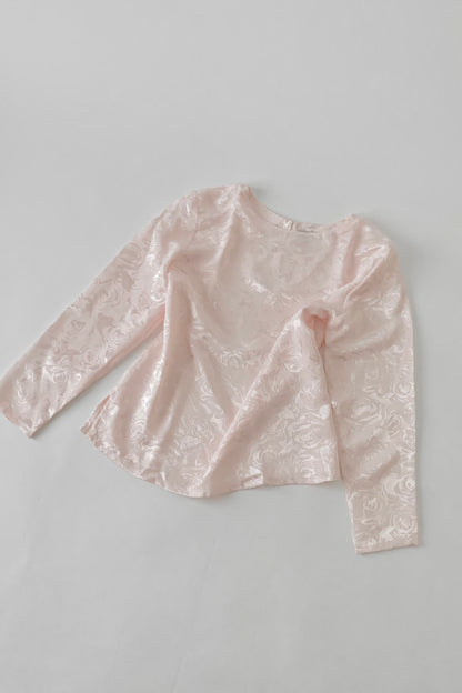 pink satin printed blouse