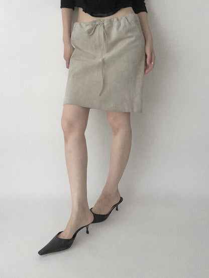 Italy suede leather mini skirt
