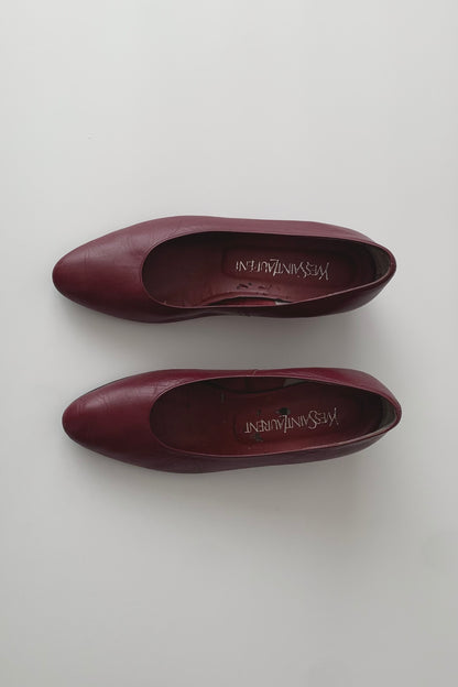 YSL bordeaux leather pumps