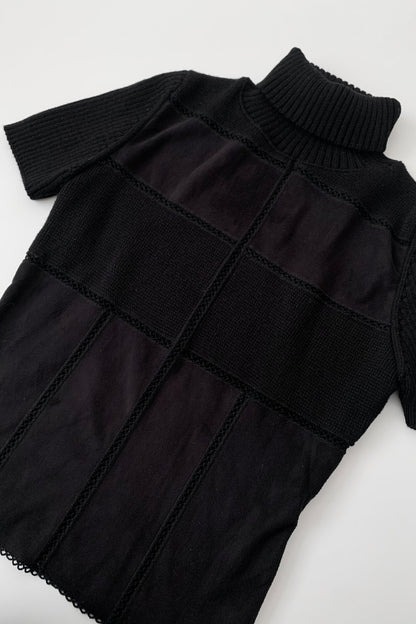 Italy black suède crochet tops