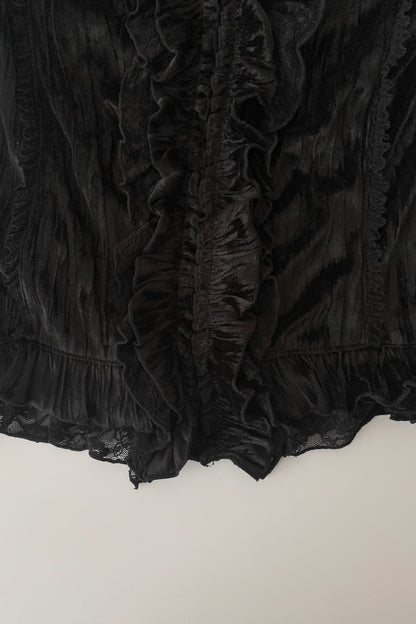 black velours frill vest
