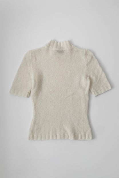 Italy ivory knit short sleeve tops