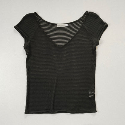 ARMANI black sheer stripe tops