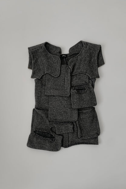 dark gray patchwork wool tops