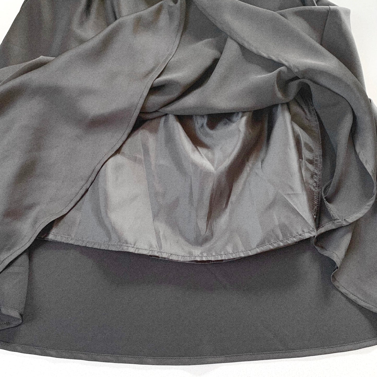 black satin flare long skirt