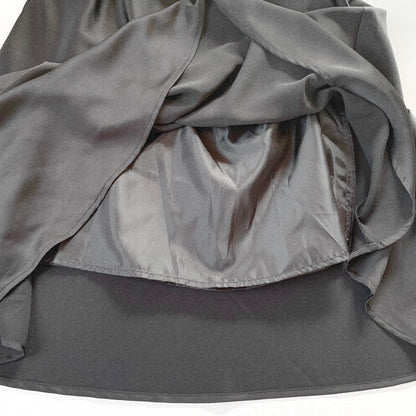 black satin flare long skirt