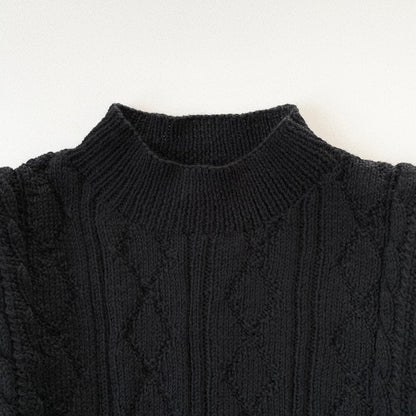 black side open knit vest