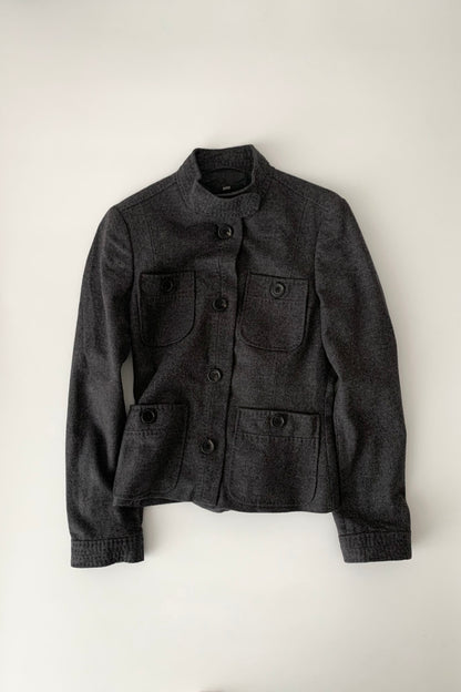 dark gray buttons design wool jacket