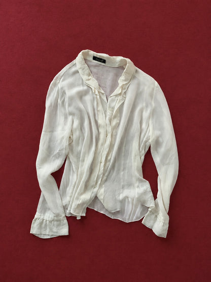 light beige silk see-through blouse