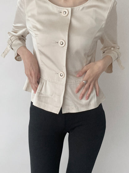 courreges cream satin short jacket