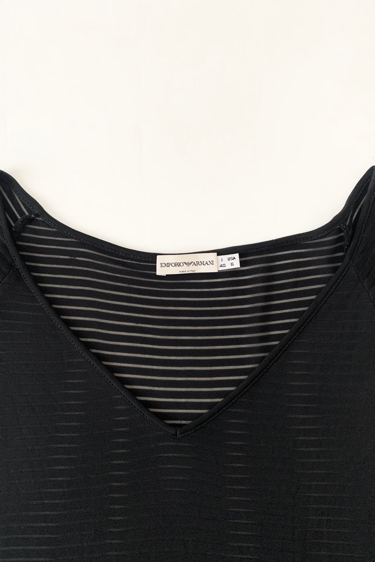 ARMANI black sheer stripe tops