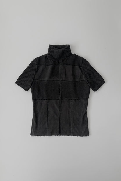 Italy black suède crochet tops